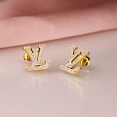 LV-Inspired Crystal Stud